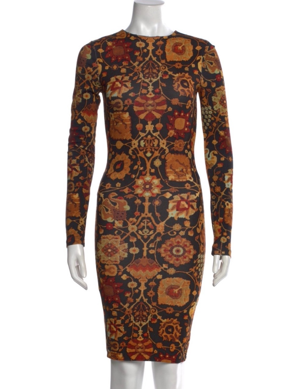 Ronny Kobo Long Sleeve Floral Medallion Bodycon Dress